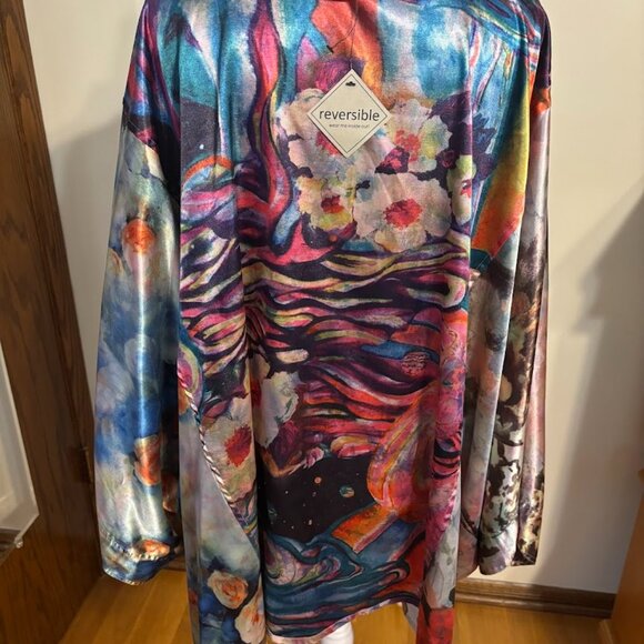 NWT JOHN MARK Multicolor REVERSIBLE Kimono - Size 3x (Polyester/Spandex) - Picture 4 of 12